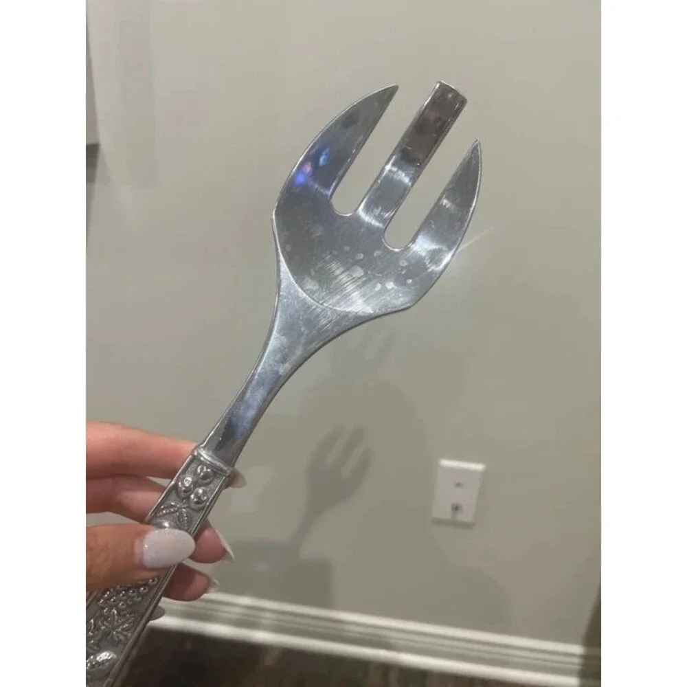 Vintage Lenox Fruit Weave Metal Serving Forks 2 Pc Set 3-Tine Fruit Handle